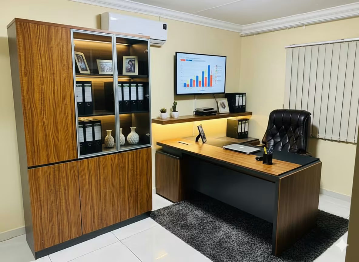 CMAS & Home Furniture-Afton 2 Executive Desk, Leroy Office Chair & Arto 4 Storage Cabinet