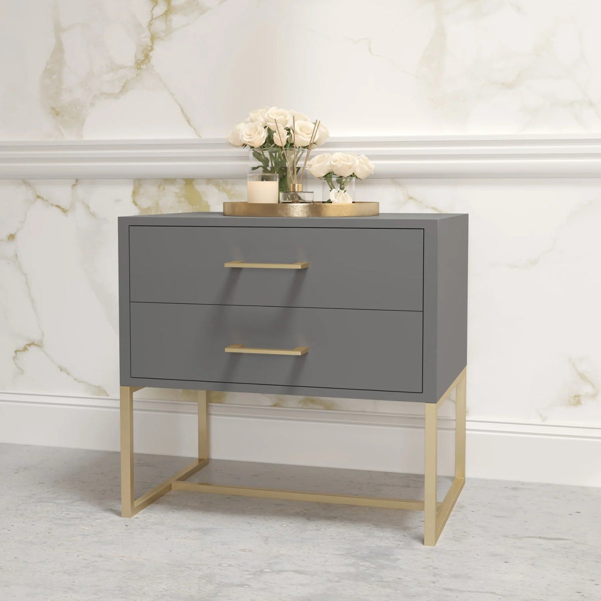 Bedside Pedestal Lilo Satin-Dark Grey