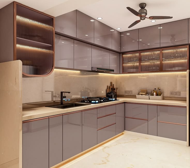 Luxurious, ultra-modern L-shaped modular kitchen